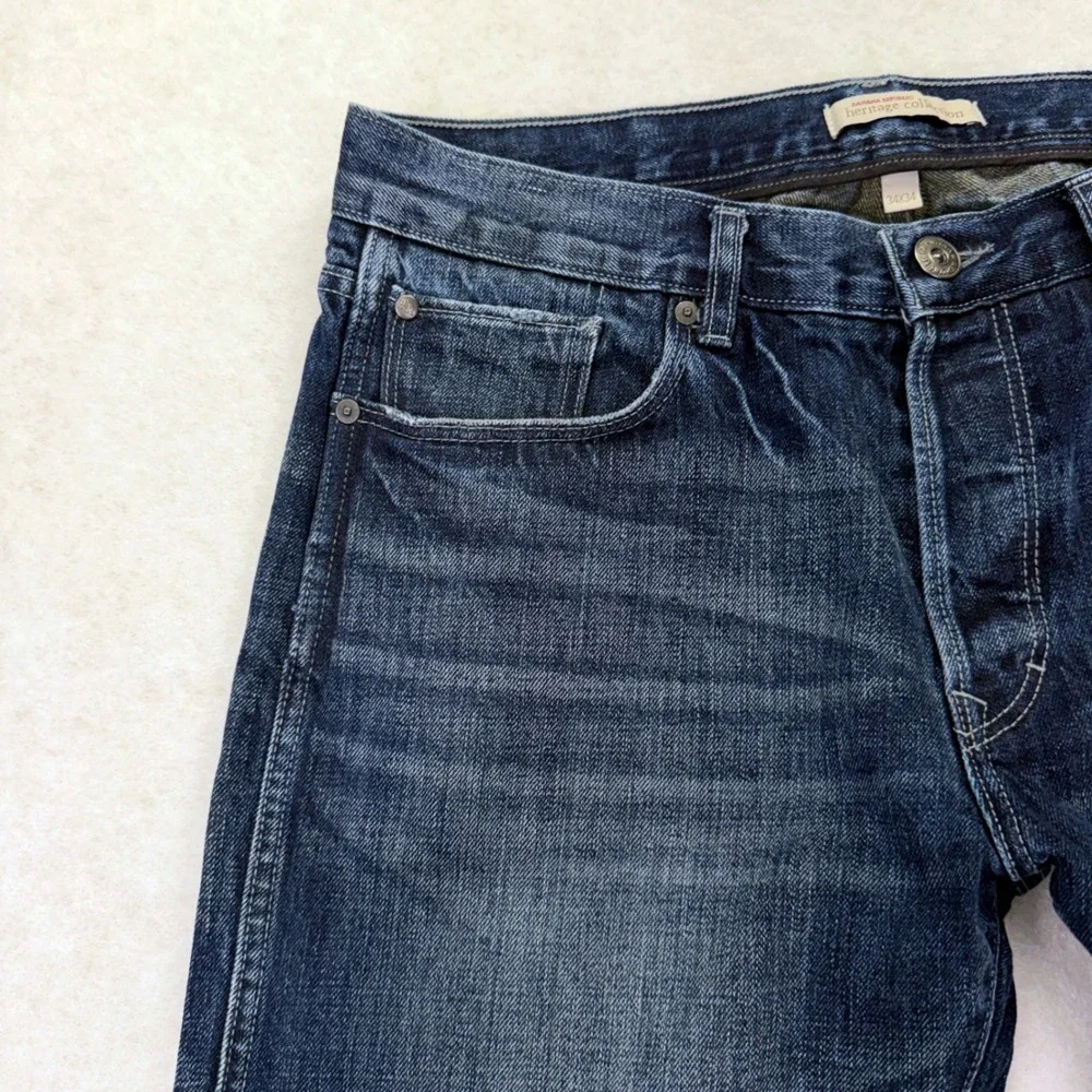 Banana Republic Heritage Straight Leg Jeans 34 Button Fly Fade Blue Denm